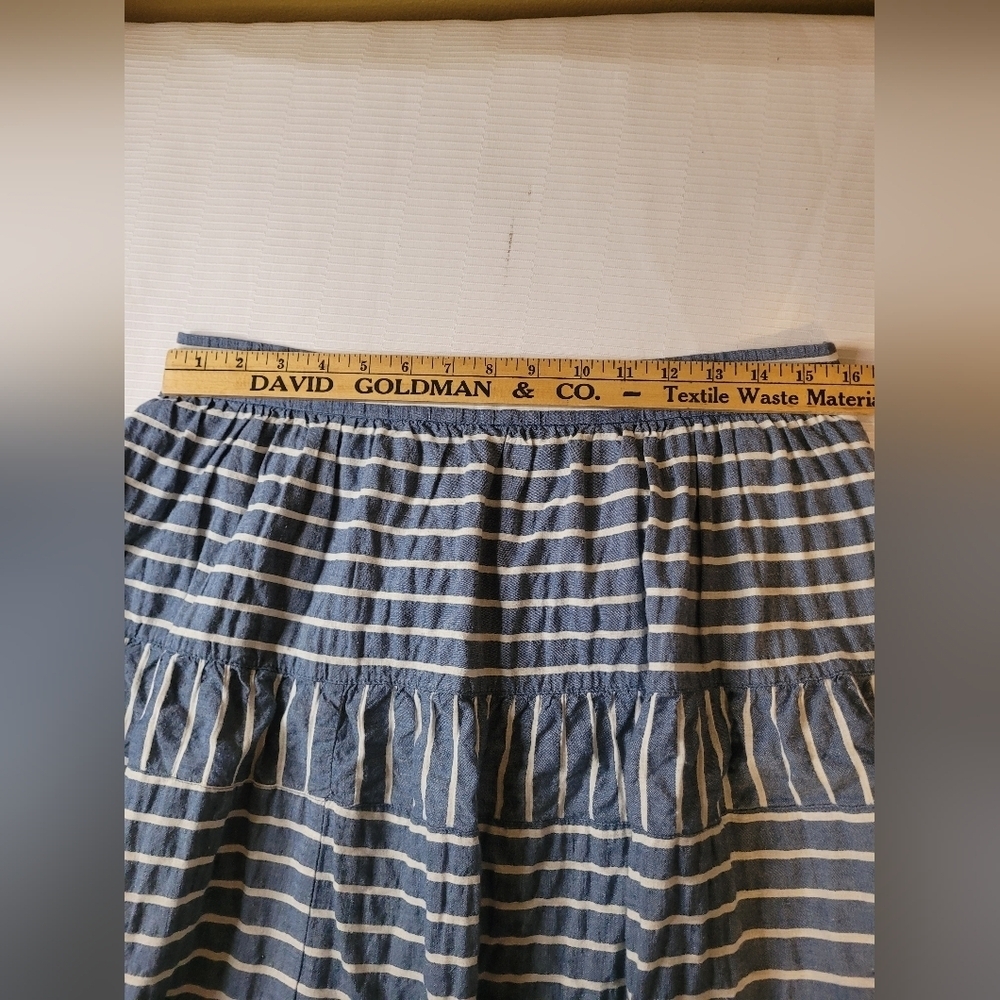 Sold! Lauren Ralph Lauren Linen Blend Striped Tiered Midi Skirt sz 6 - Picture 6 of 9